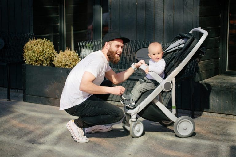 Photo of dad with baby stroller